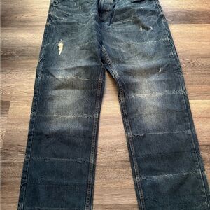 Hamilton Relaxed Fit Distressed Dark Blue Jeans